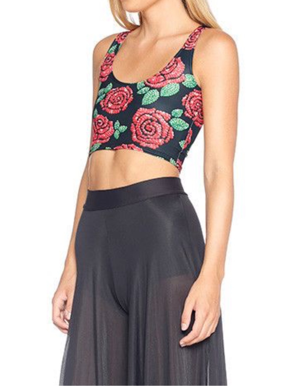 Black Milk Not Actually Sequins Roses crop